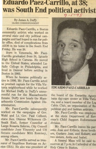 Obituary of Eduardo Paez-Carrillo dated Sept. 1, 1995