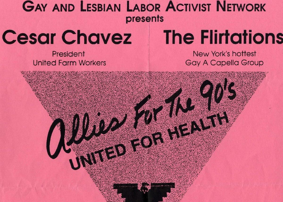 Flyer: Gay and Lesbian Labor Activist Network benefit feat. Cesar Chavez, Oct 13, 1995