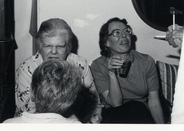 Del Martin and Phyllis Lyons at a Boston Daughters of Bilitis meeting, 1984