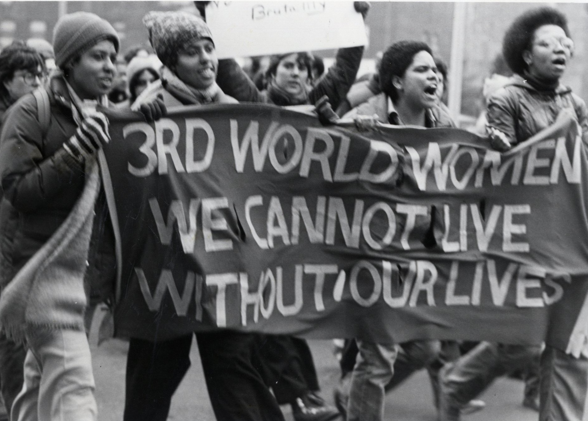 Members of Combahee River Collective at the March and Rally for Bellana Borde against Police Brutality (Boston, January 15, 1980), Photograph by Susan Fleischmann