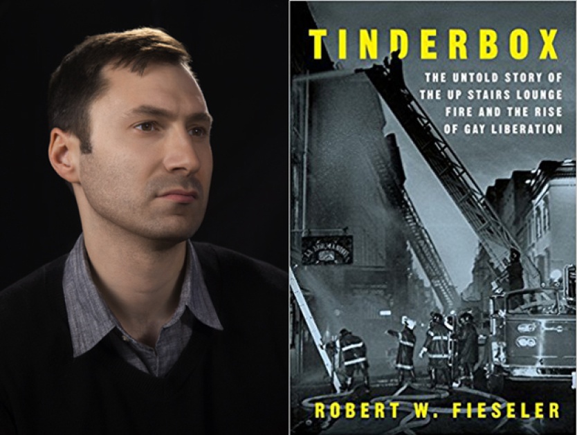 Photo of Robert Fieseler and the cover of his book, Tinderbox