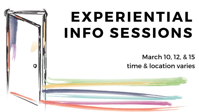 Stones to Rainbows/Gay to Queer Lives, Experiential Info Sessions: March 10, 12, & 15. Time & Location varies.