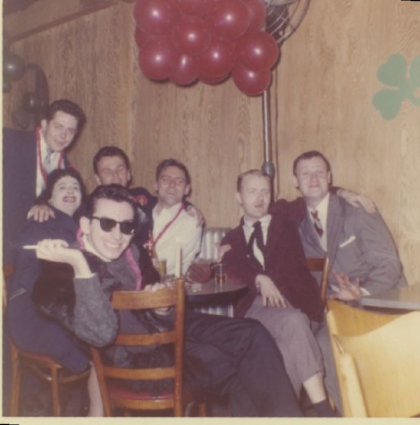 Sporters bar, 1960s. Bob McHenry (sunglasses) and friends enjoy an evening out in Boston. Image: History Project.