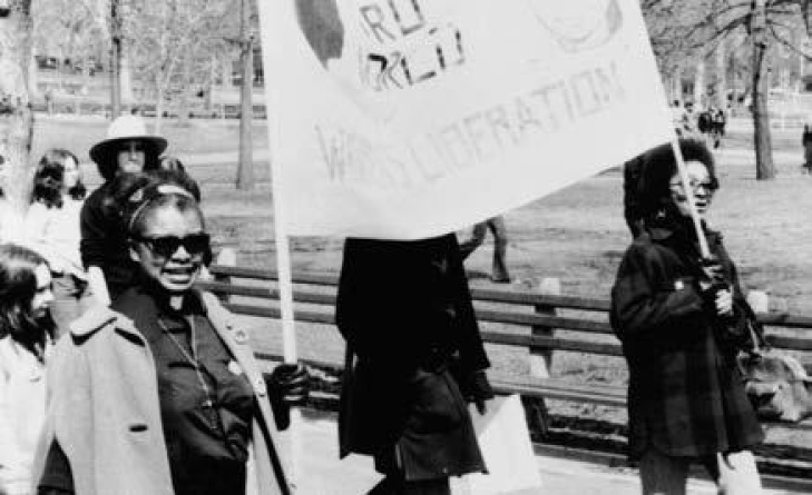 Rev. Magora Kennedy takes part in an International Women’s Day march on March 6. 1971, Cambridge Women’s Center. 