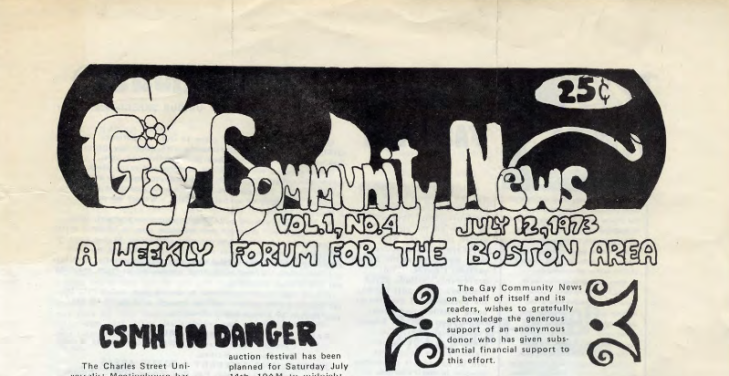 Gay Community News, 1973 July 12 (Vol 1, No. 4)